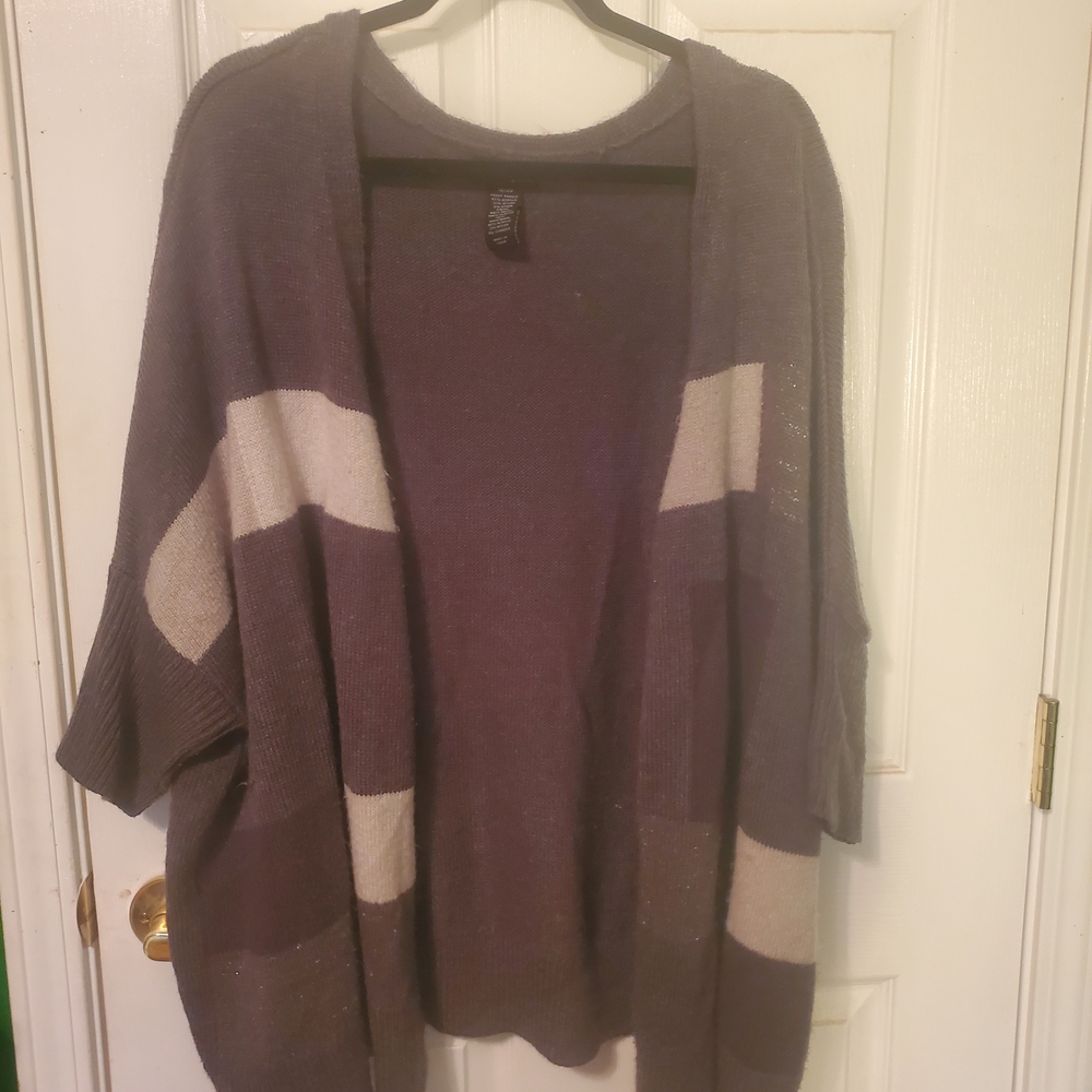 Lane Bryant Gray Block Cardigan